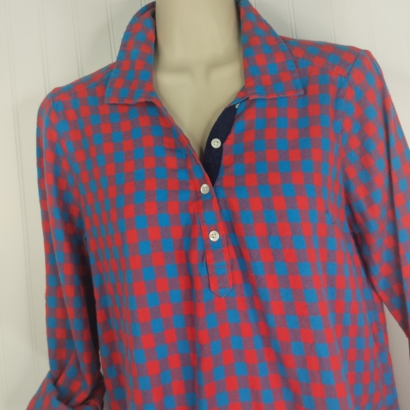 AERIE Checkered Plaid Lightweight Popover Shirt M - Picture 4 of 14